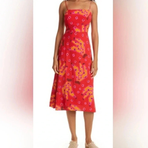 House of Harlow 1960 Dresses & Skirts - House of Harlow Tiki Banana red slip dress  cut out back beaded tassels XS